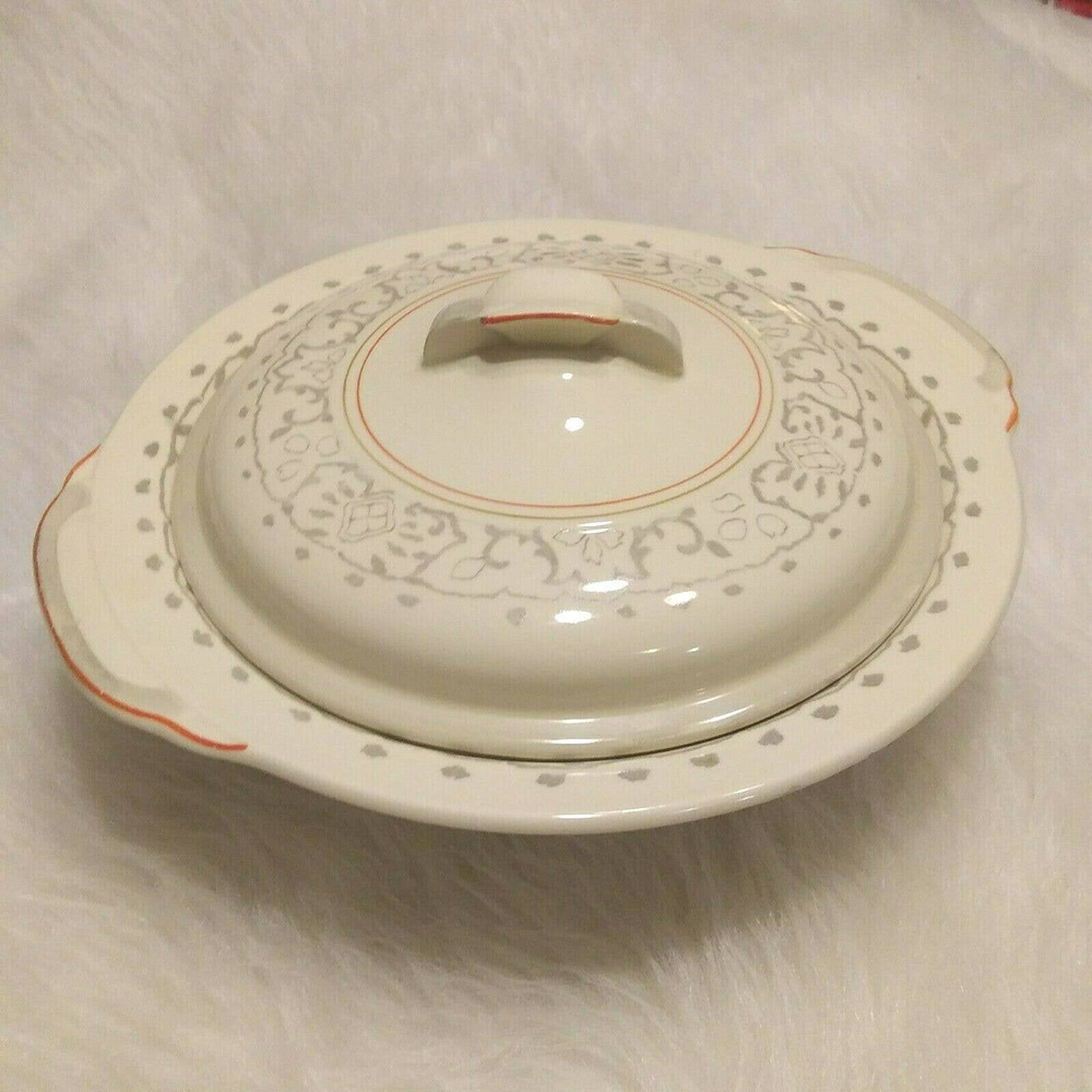 Vintage Wood Ivory Home Vegetable Serving Bowl Dish With Lid England